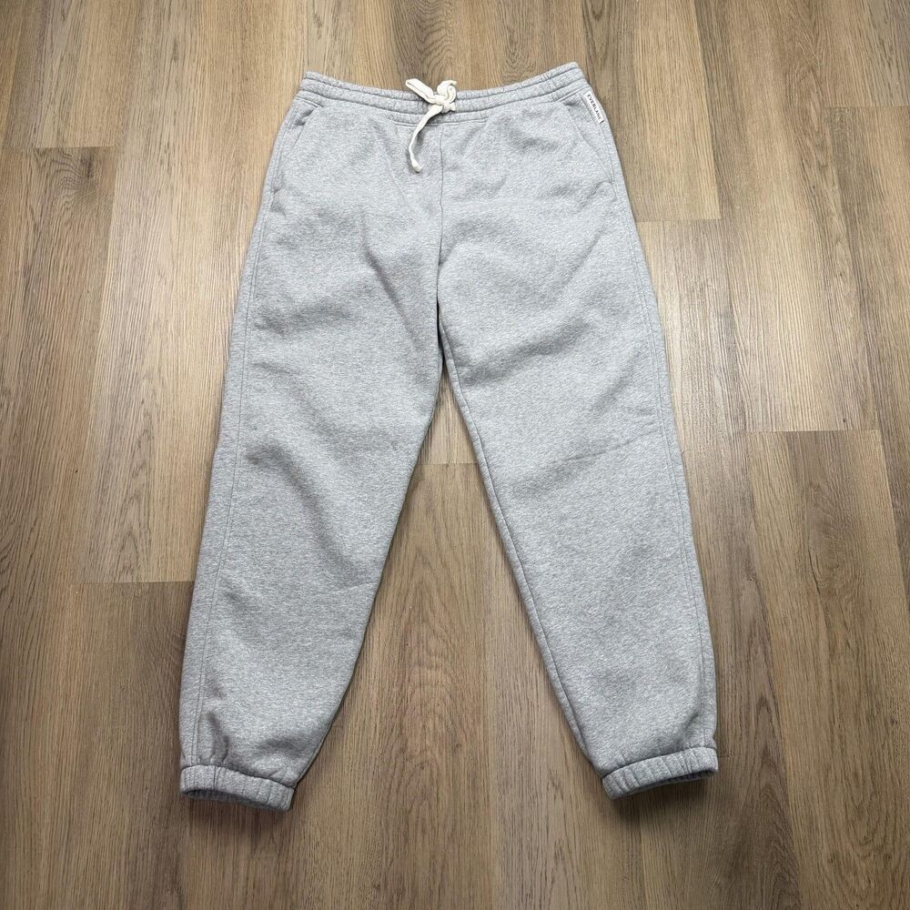 Everlane Sweatpants Mens Large Gray Fleece Joggers Elastic Waist Pockets